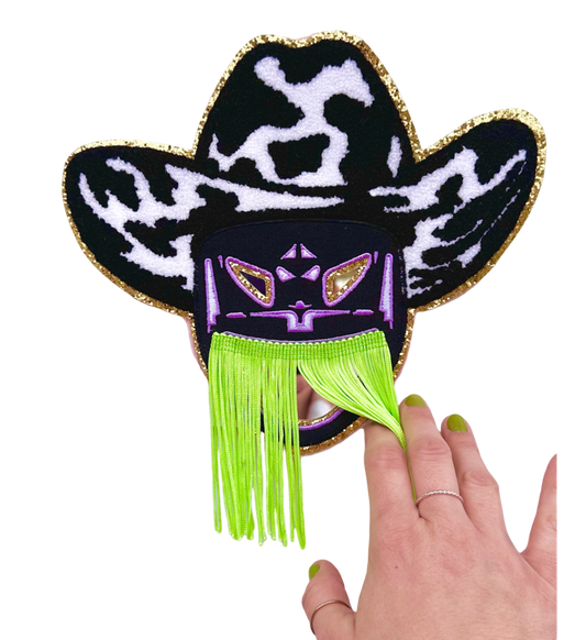 Orville Peck Mini Mirror with Green Fringe & Glitter by Chrissy Crater Moon Soft Goods