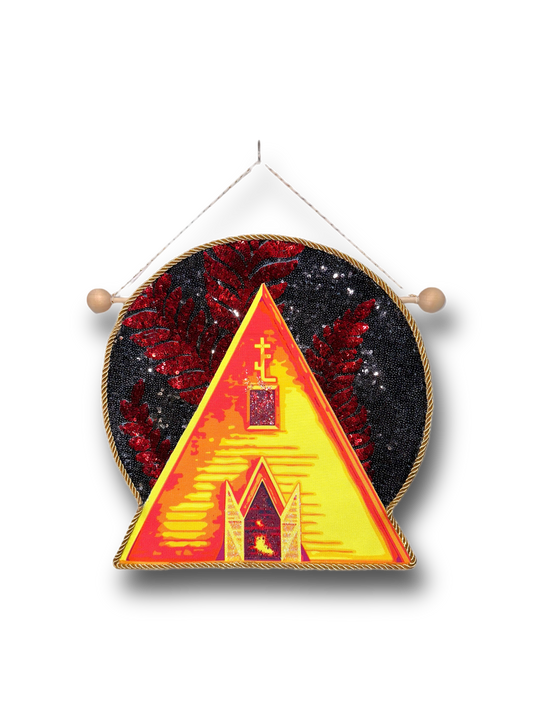 IN STOCK! Midsommar Temple with Glitter & Sequin Flames, Handmade By Chrissy Crater Moon