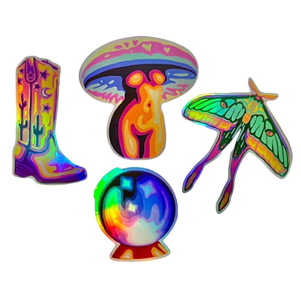 NEW Super Rainbow Holographic Sticker Collection Set of 4 by Crater Moon