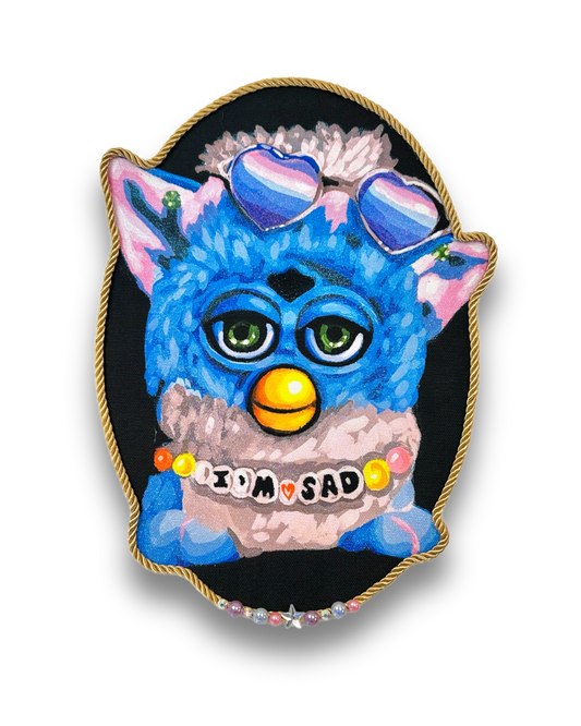 Made To Order: Sad Furby with Glitter & Jewels, Handmade By Chrissy Crater