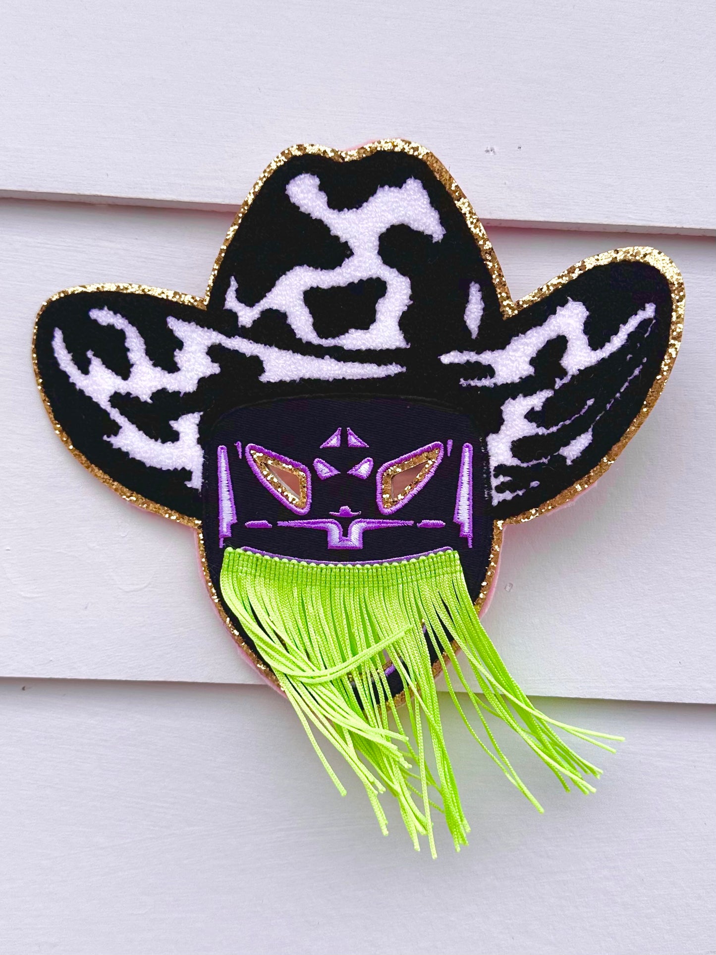 Orville Peck Mini Mirror with Green Fringe & Glitter by Chrissy Crater Moon Soft Goods