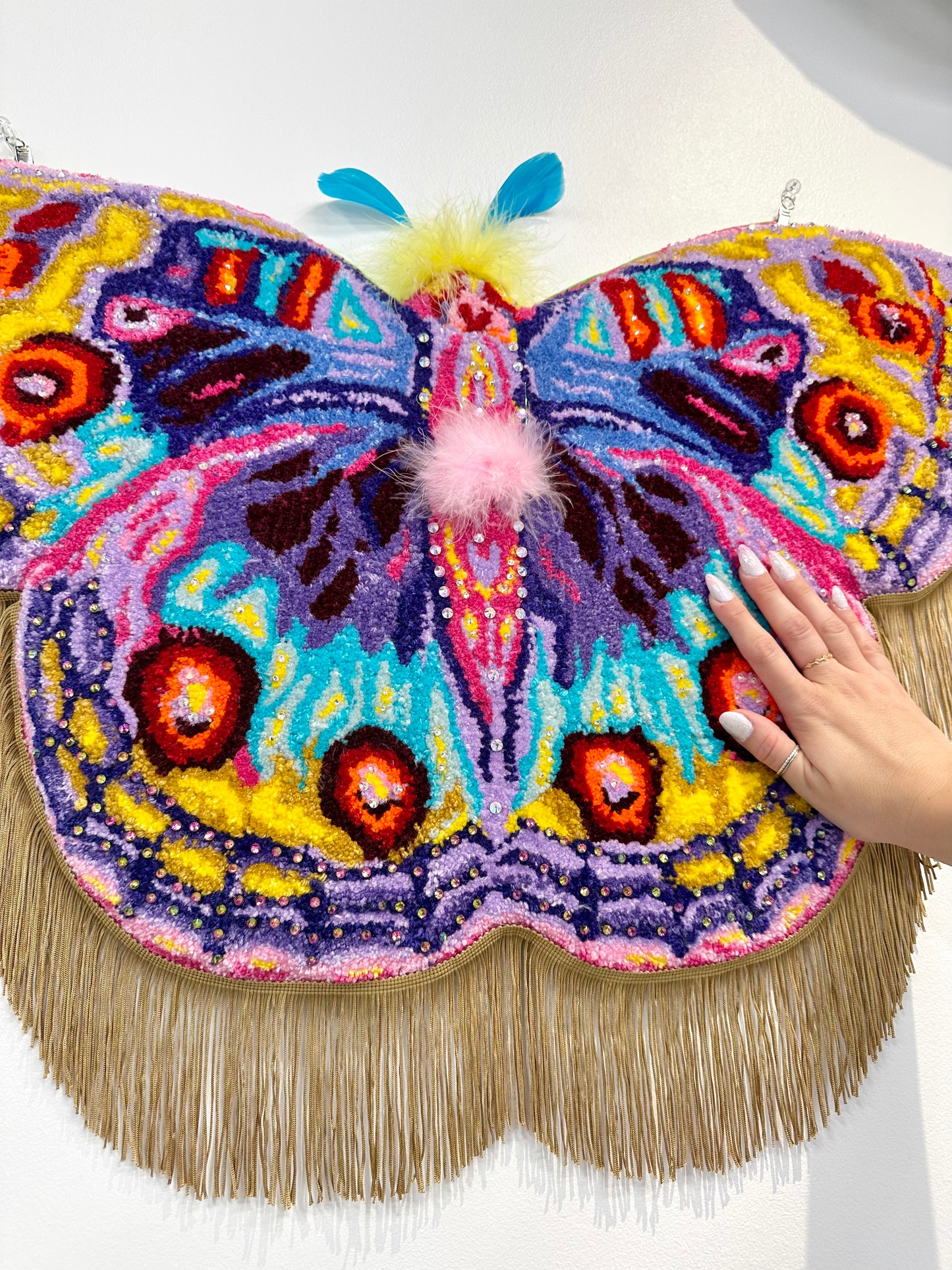 HandMade By The Artist: Beatrice The Bedazzled Buckeye Butterfly with Fringe and Feathers , by Chrissy Crater