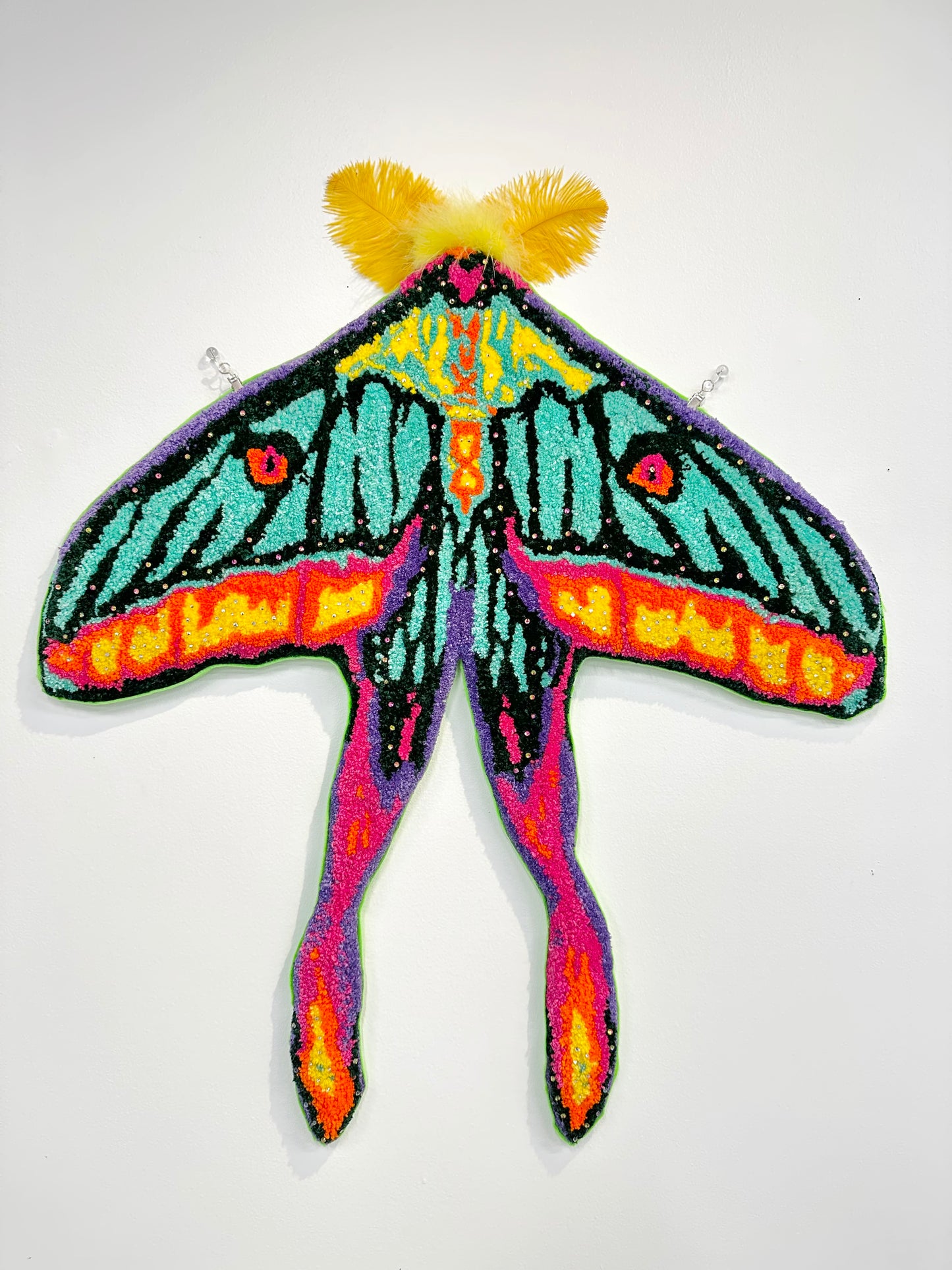HandMade By The Artist: Bedazzled Mardi Gras Moth with Feathers , by Chrissy Crater