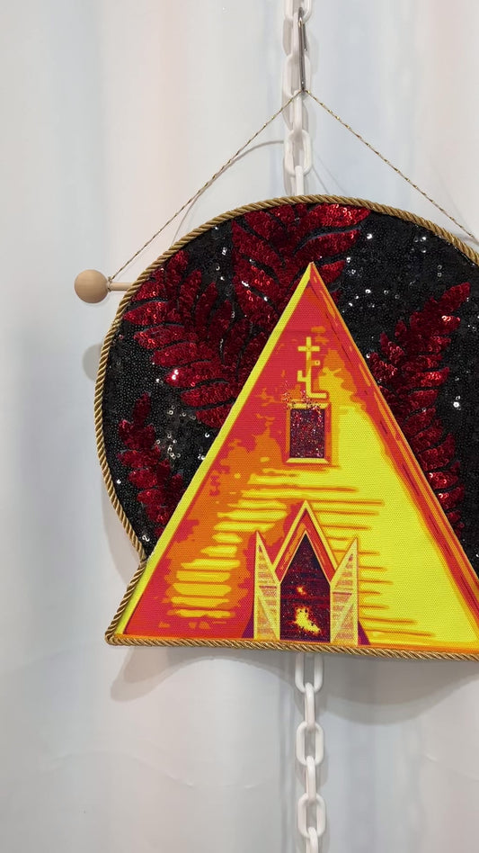 IN STOCK! Midsommar Temple with Glitter & Sequin Flames, Handmade By Chrissy Crater Moon