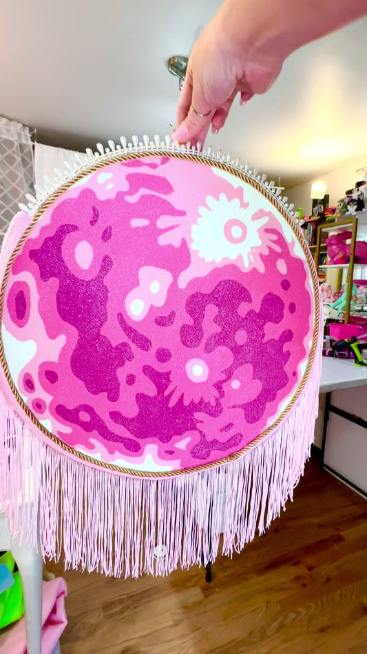 Glitter Pink Moon, HandMade By The Artist Chrissy Crater
