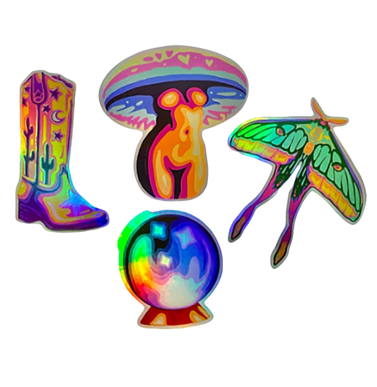 NEW Super Rainbow Holographic Sticker Collection Set of 5 by Crater Moon