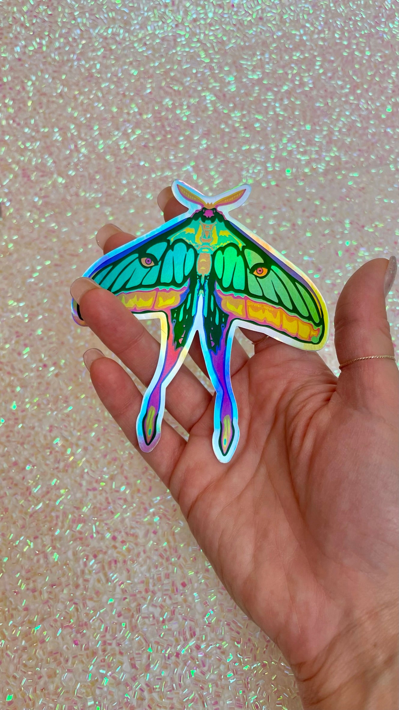 NEW 4 Holographic Mardi Gras Luna Moth Sticker by Crater Moon – Crater  Moon: Rugs & Soft Goods