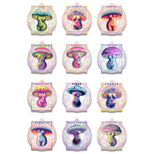Fresh Prints: Astrological Air Freshies! 12 Personalized Lady Mushroom Signs by Crater Moon