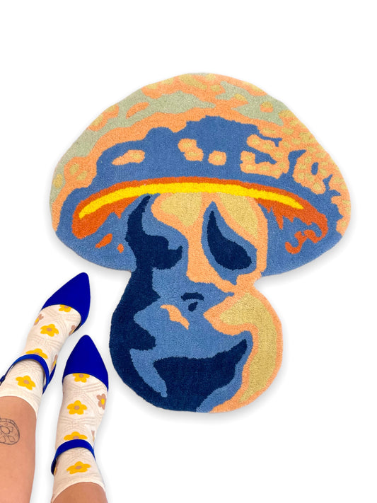 Belinda The Taurus Mushroom Lady Rug: Handmade Artisan Wool Floor Rug by Chrissy Crater Rugs