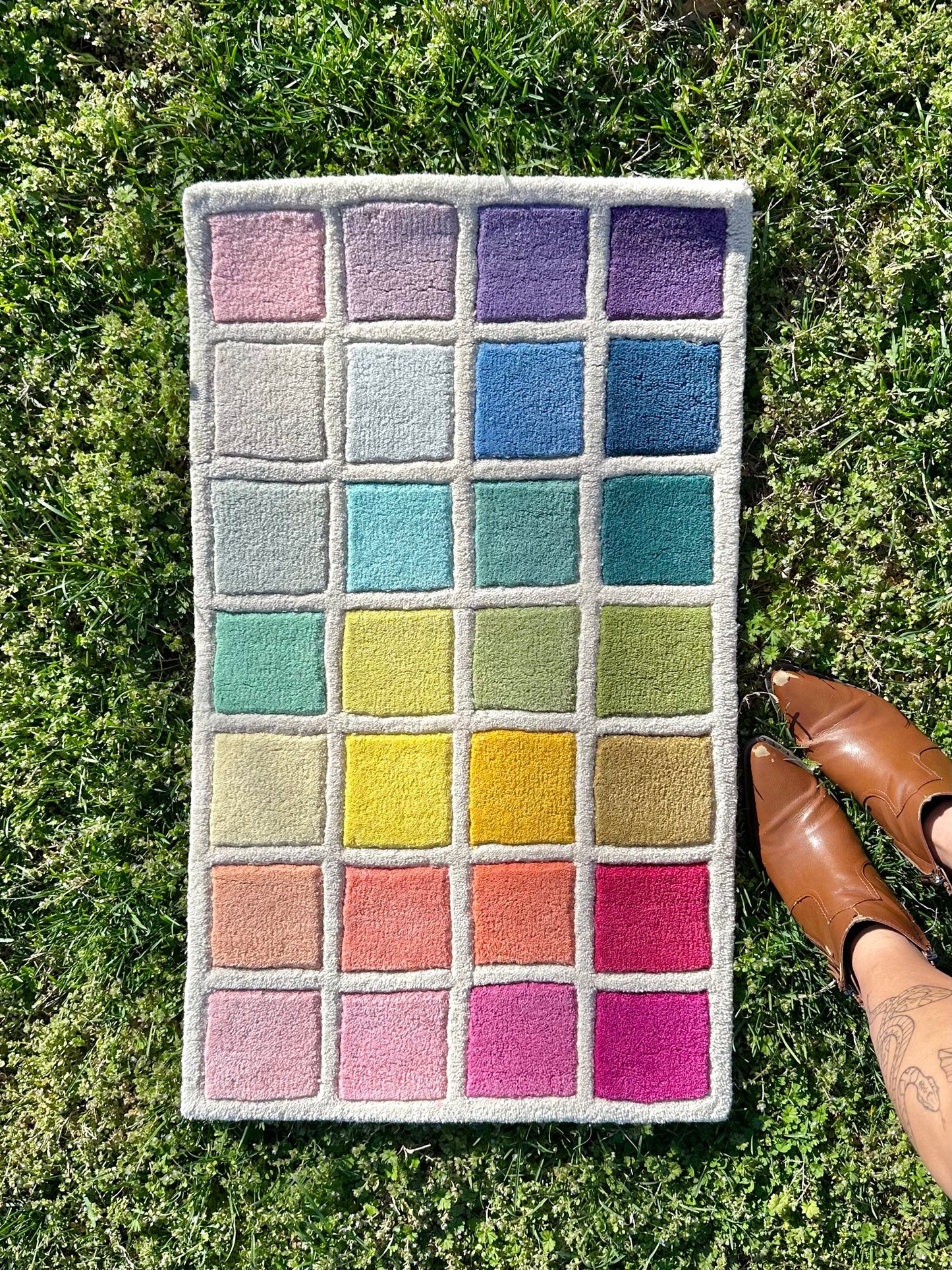 Super Limited Edition Handmade Crater Moon Color Palette Checkerboard Rug
