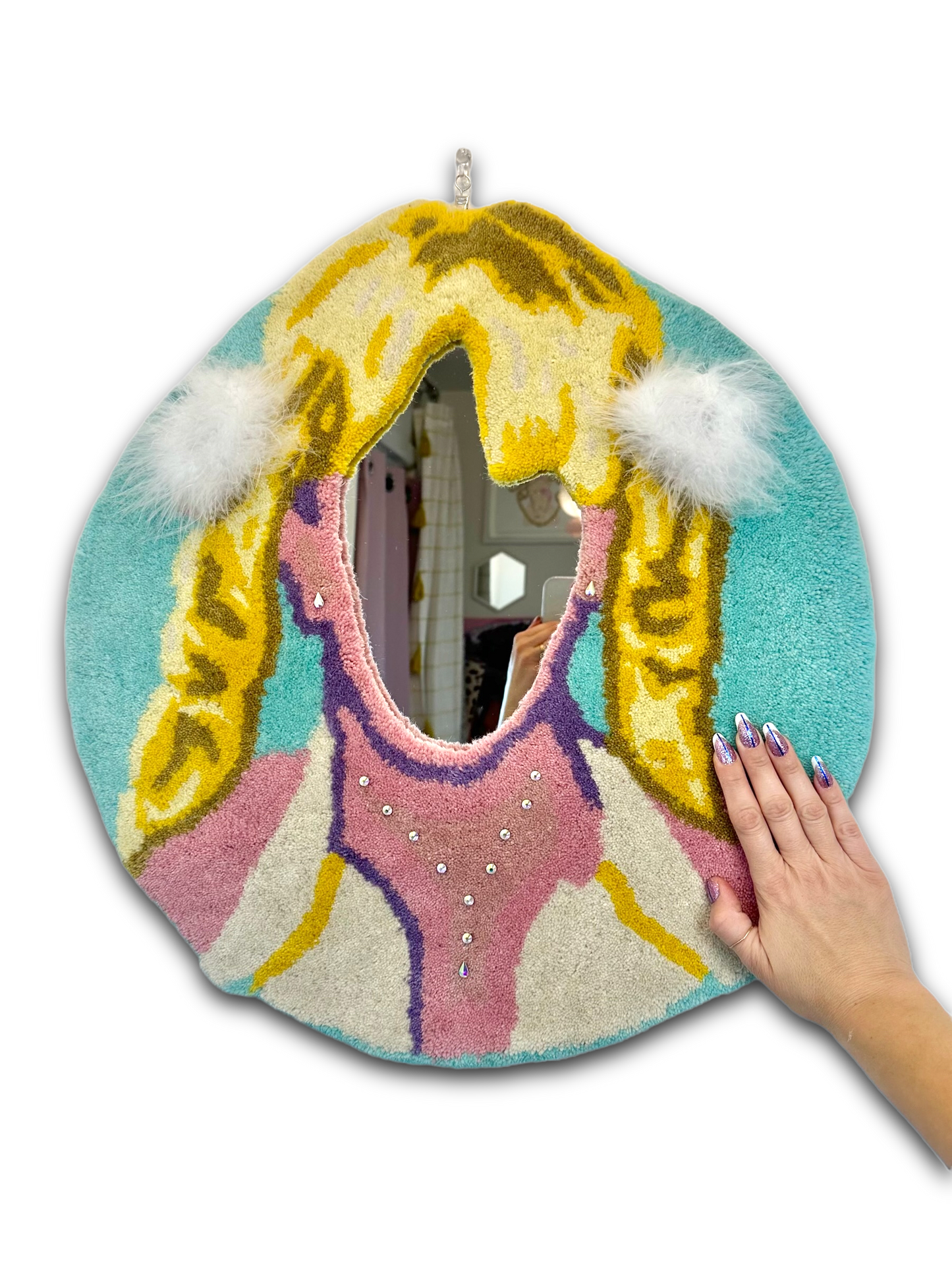 Bedazzled Britney Tufted Wool Rug Mirror by Chrissy Crater Moon