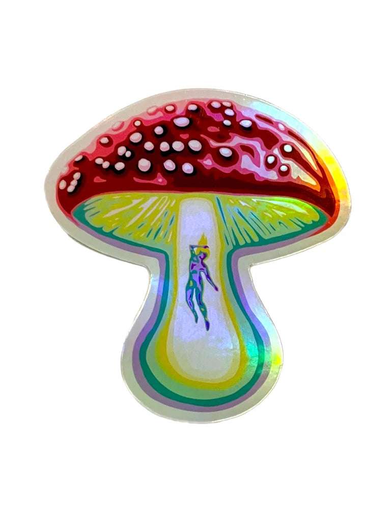 NEW 2.75x3” Holographic UFO Mushroom Sticker